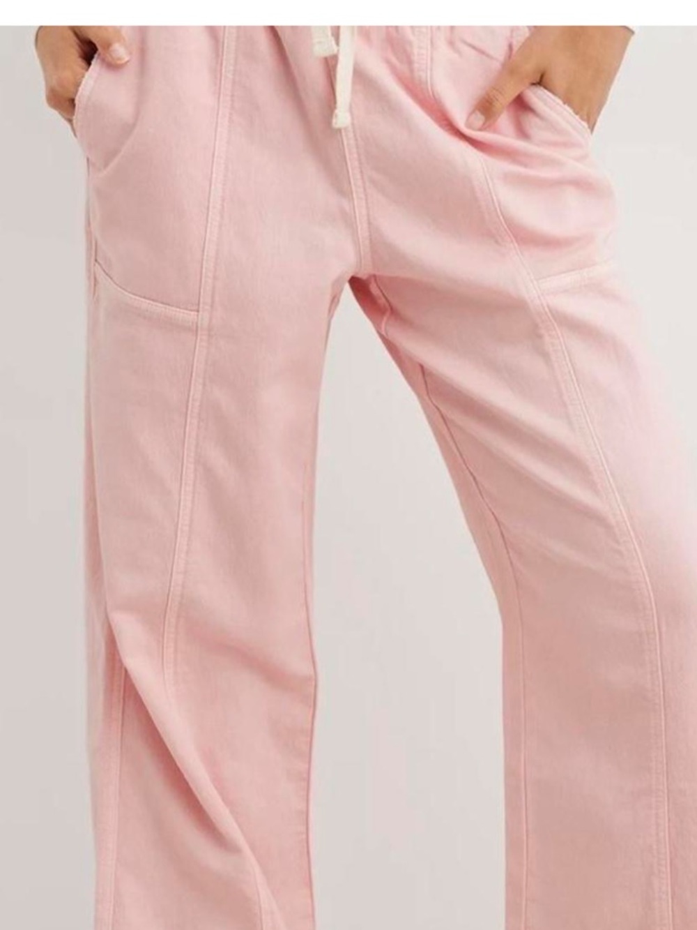 aerie Pink Wide Leg Tie High Waist Pants size Small